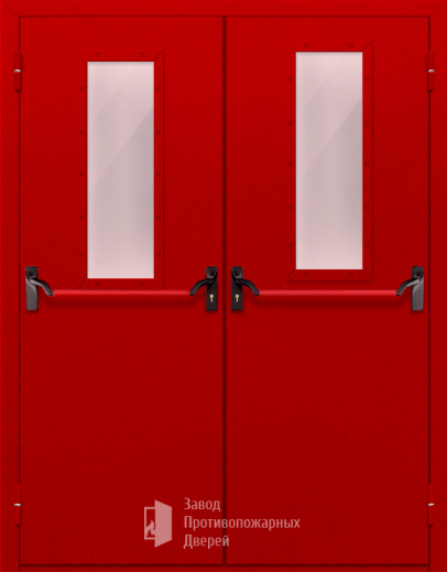 Фото двери «Двупольная с стеклом и антипаникой (красная)» в Хотьково