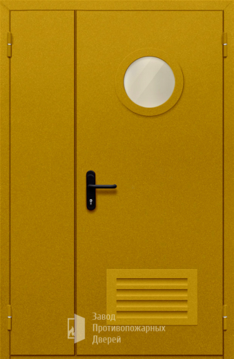 Фото двери «Полуторная с вентиляцией и стеклом №45» в Хотьково