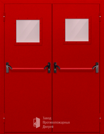 Фото двери «Двупольная со стеклопакетом и антипаникой (красная)» в Хотьково