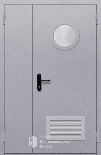 Фото двери «Полуторная с круглым стеклом и решеткой» в Хотьково