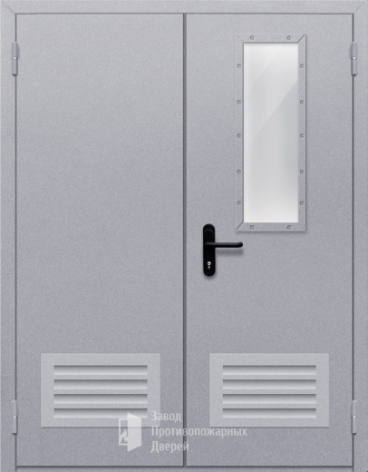 Фото двери «Двупольная со стеклом и решеткой» в Хотьково