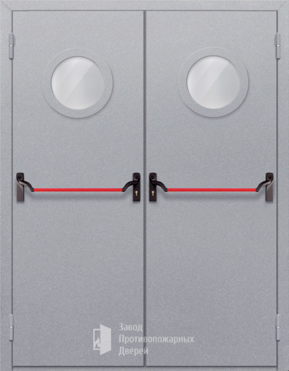 Фото двери «Двупольная с круглым стеклом (антипаника)» в Хотьково