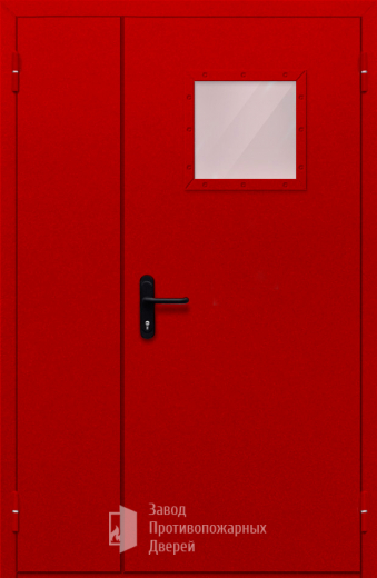 Фото двери «Полуторная со стеклопакетом (красная)» в Хотьково