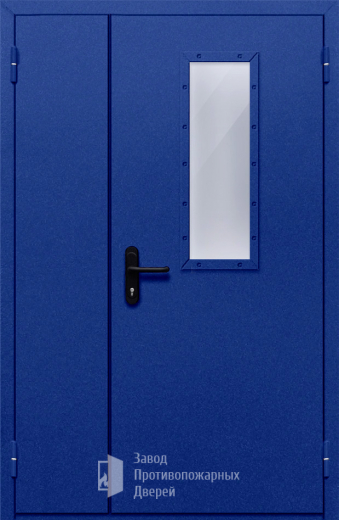 Фото двери «Полуторная со стеклом (синяя)» в Хотьково