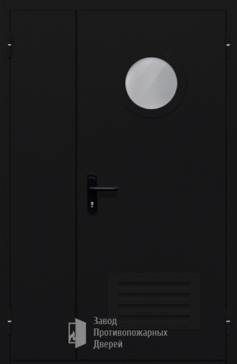 Фото двери «Полуторная с вентиляцией и стеклом №44» в Хотьково