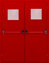 Фото двери «Двупольная со стеклопакетом и антипаникой (красная)» в Хотьково