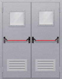 Фото двери «Двупольная со стеклопакетом и решеткой (антипаника)» в Хотьково
