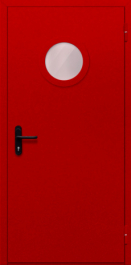 Фото двери «Однопольная с круглым стеклом (красная)» в Хотьково