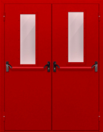 Фото двери «Двупольная с стеклом и антипаникой (красная)» в Хотьково