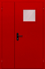 Фото двери «Полуторная со стеклопакетом (красная)» в Хотьково
