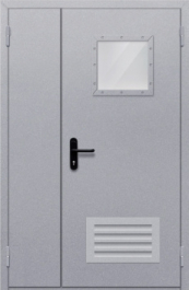 Фото двери «Полуторная со стеклопакетом и решеткой» в Хотьково