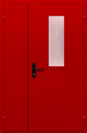 Фото двери «Полуторная со стеклом (красная)» в Хотьково