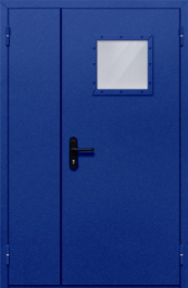 Фото двери «Полуторная со стеклопакетом (синяя)» в Хотьково