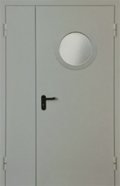 Фото двери «Полуторная с круглым стеклом EI-30» в Хотьково